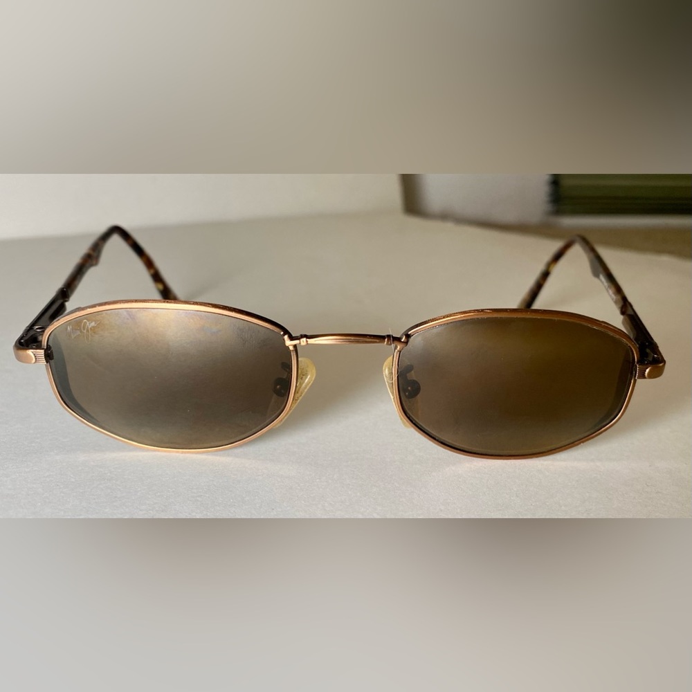 Maui Jim MJ-156-18 Copper Brown Tortoise Oval Sunglasses Brown Lens Men Women